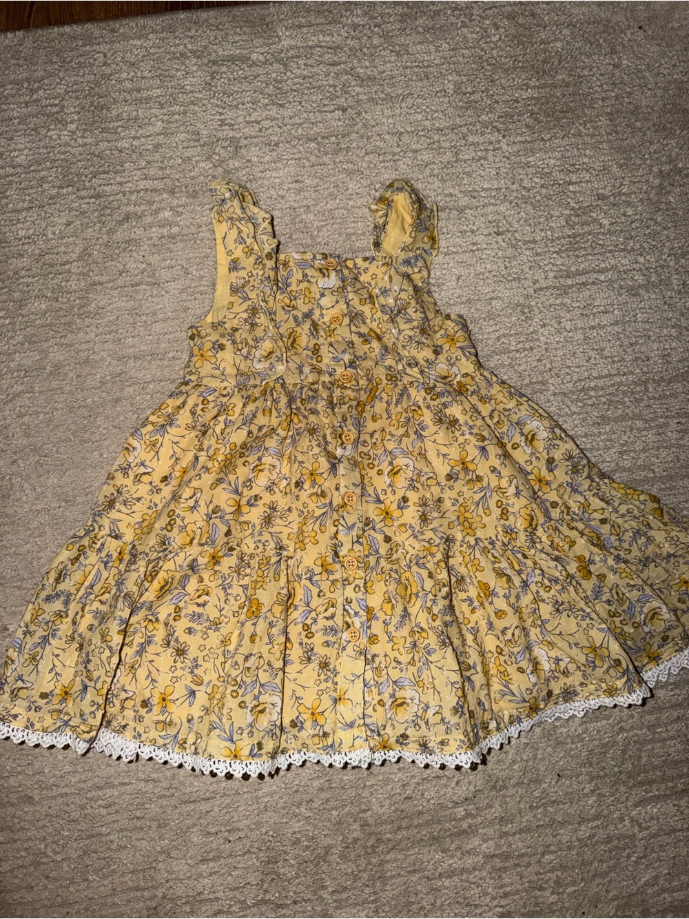 Catherine Malandrino Yellow Floral Lace-Trim Sundress for Kids